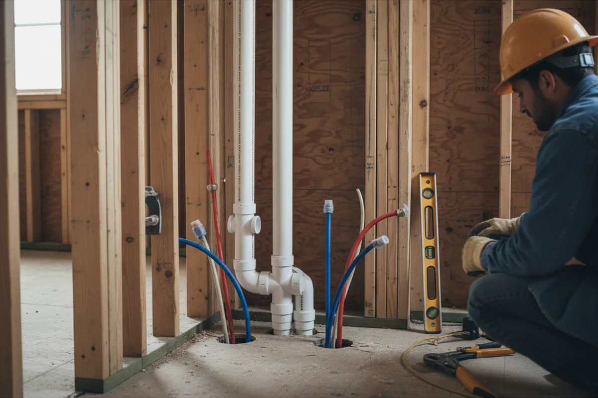 Drain and supply rough-in during Drain Cleaning in Glen Burnie