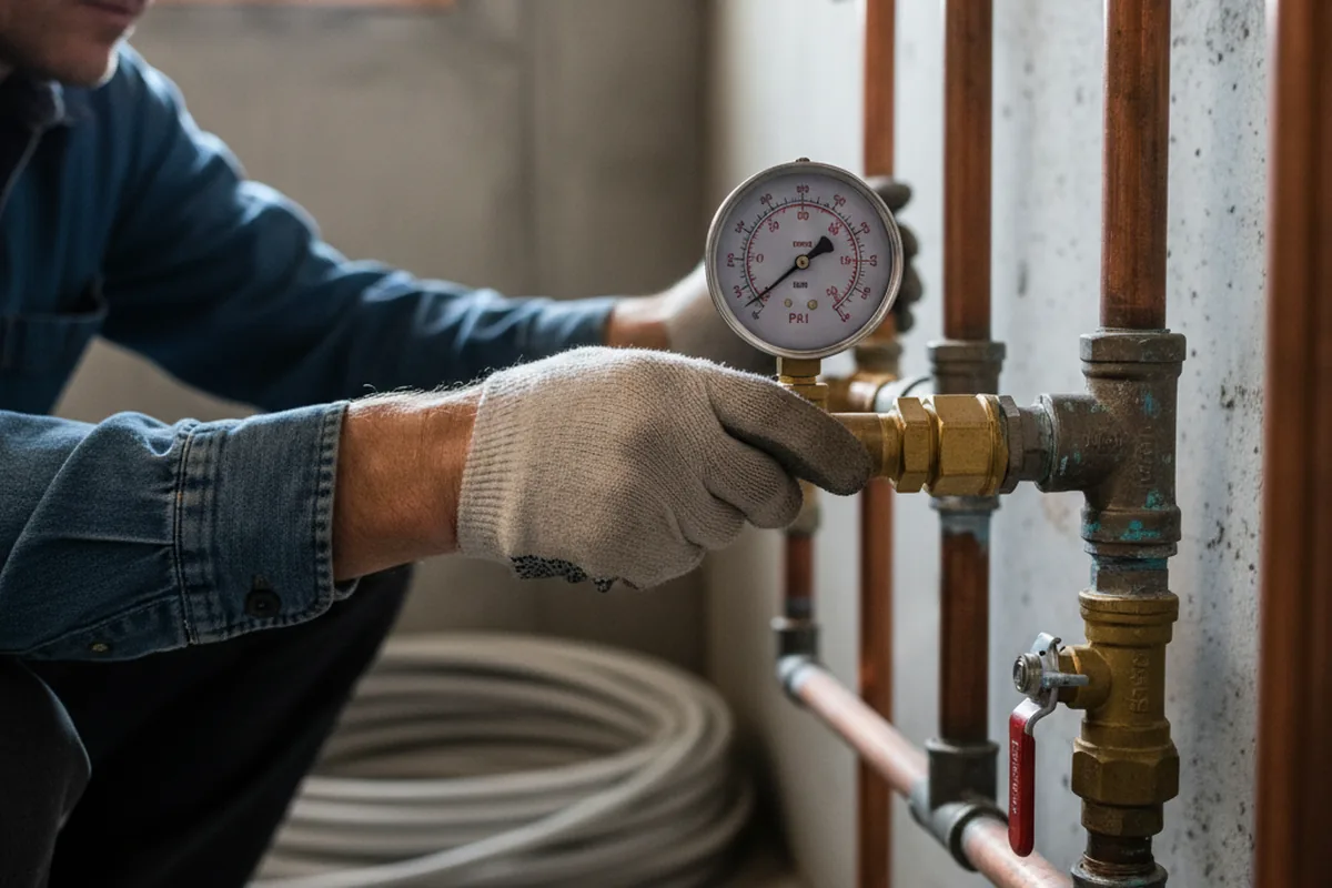Pressure testing a repaired line during Water Line Repair in Glen Burnie